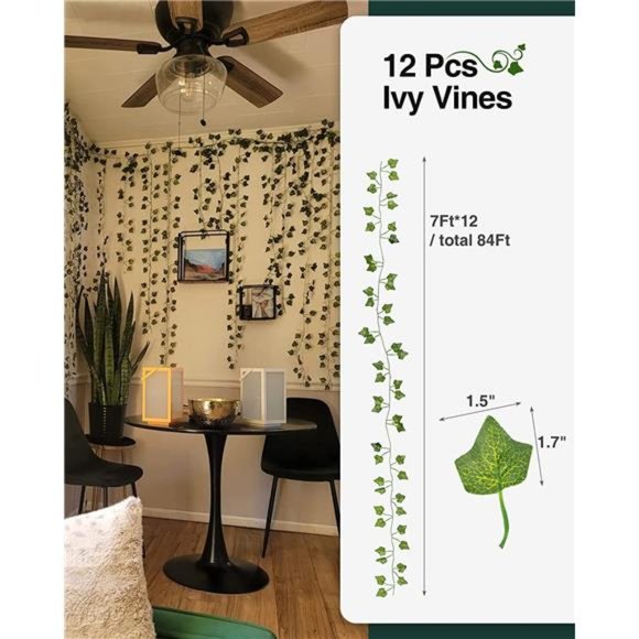 84Ft 12 Pack Artificial Ivy Garland Fake Plants, Ivy Leaves with CE Certified - Picture 4 of 6